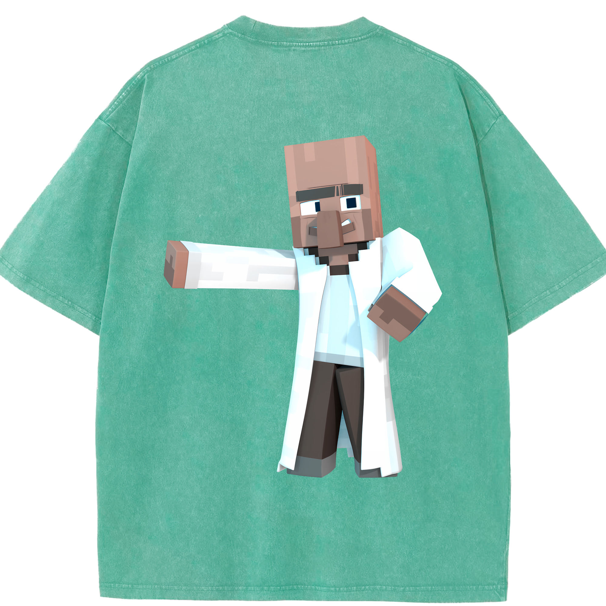 （画像用） マインクラフト ブロックの世界 Minecraft MC Block world 綿100% ヴィンテージ風 半袖Tシャツ（背面プリント）